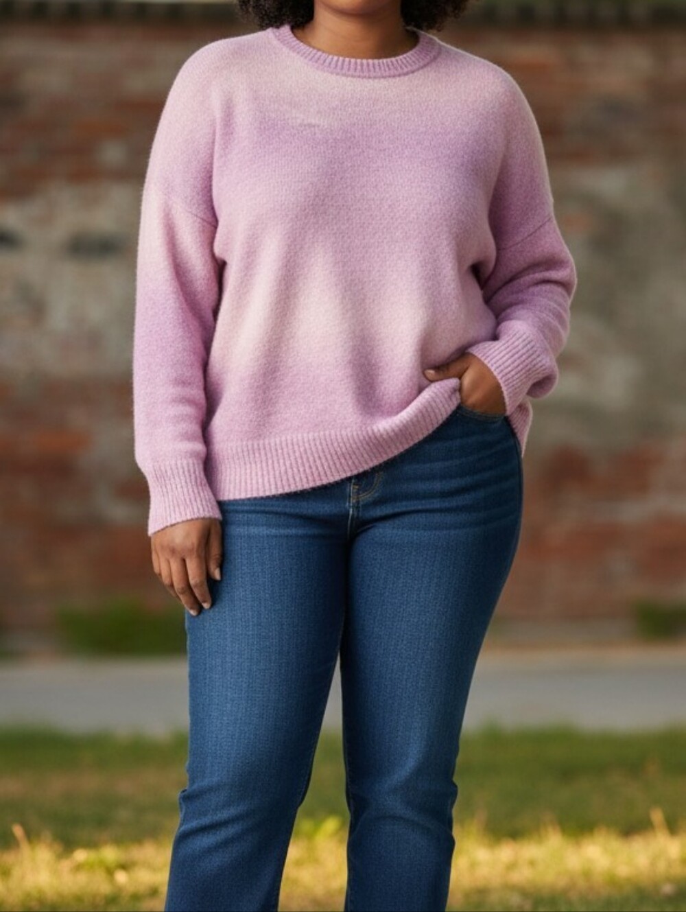 Old Navy Pink Lavender Ombre Relaxed Crewneck Sweater
